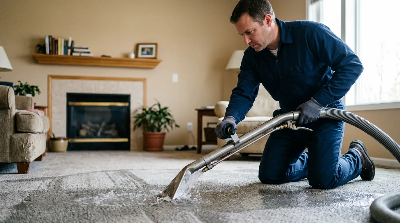 Water damage restoration technician working near Shoshone, CA
